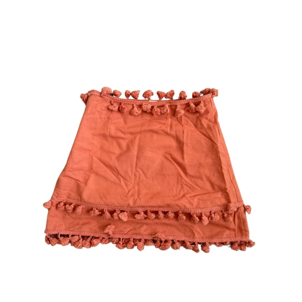 Pom-Pom Trim Orange Skirt